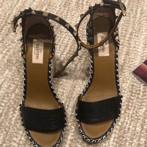 Valentino Espadrille Rockstud Wedge Sandals